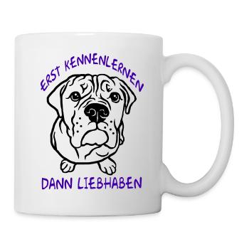 D’abord apprendre à se connaître, puis s’aimer - Bulldog - Mug blanc - blanc - Droite