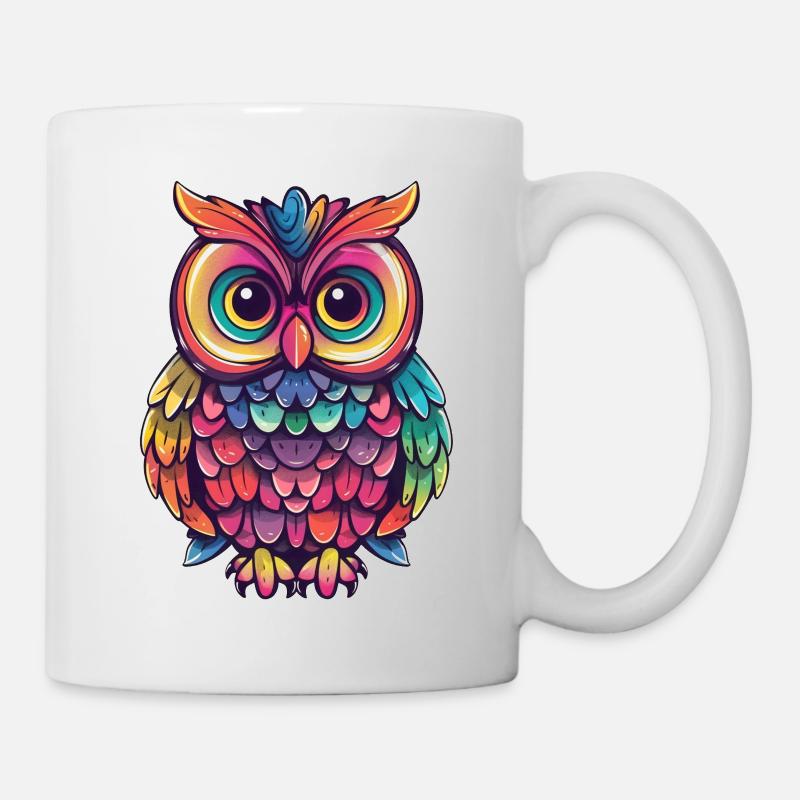 Niedliche Eule Kawaii Maskottchen - Tasse - Weiß