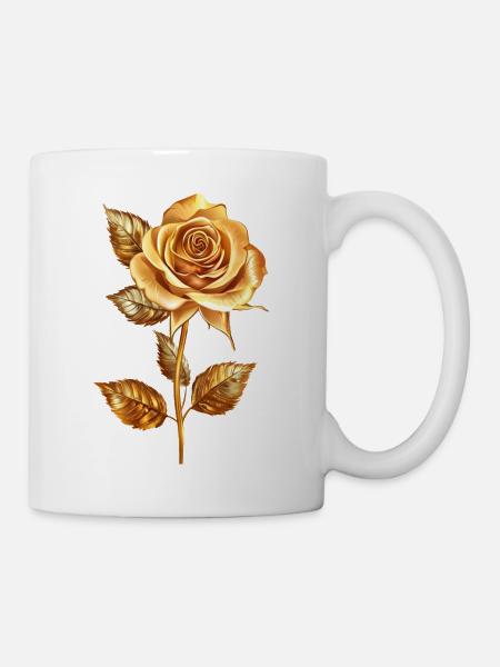 Goldene Rose - Tasse - Weiß