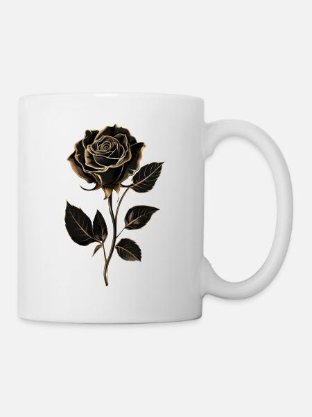 Schwarze Rose - Tasse - Weiß
