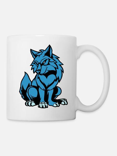 wolf comic tier - Tasse - Weiß