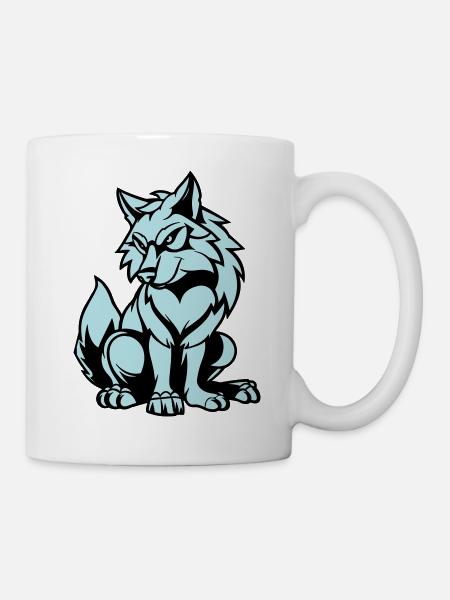 wolf comic tier - Tasse - Weiß