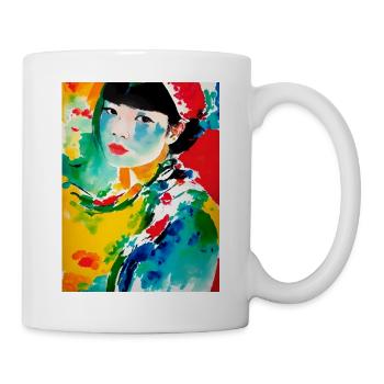Coloré Art abstrait Femme japonaise Coloré - Mug blanc - blanc - Droite