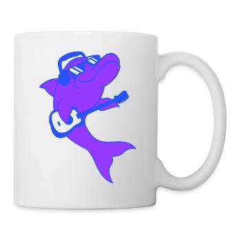 Delfin Spielt Gitarre Party Tier Rock Musik Spaß - Tasse - Weiß - Rechts