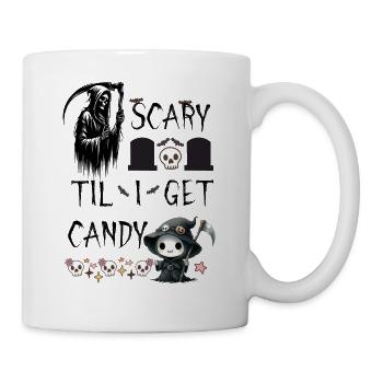 Halloween Grim Reaper - Effrayant jusqu’à ce que je reçoive des bonbons - Mug blanc - blanc - Droite