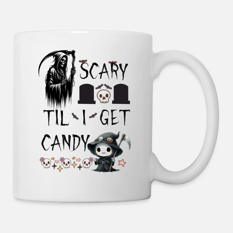 Halloween Sensenmann - ScaryTil I Get Candy - Tasse - Weiß