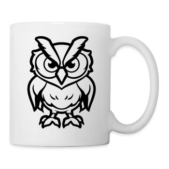 eule comic - Tasse - Weiß - Rechts