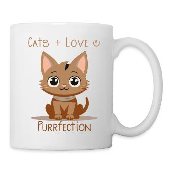 Niedliche Katze– Cats + Love = Purrfect - Tasse - Weiß - Rechts