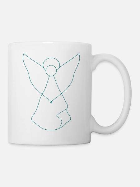 Blaugrün Engel - Tasse - Weiß