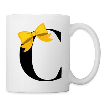 Lettre c nœud jaune - Mug blanc - blanc - Droite