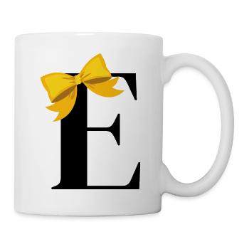 Buchstabe e gelbe Schleife - Tasse - Weiß - Rechts