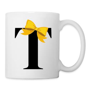 Lettre t nœud jaune - Mug blanc - blanc - Droite