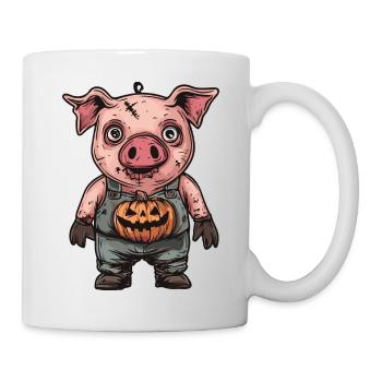 Schwein Halloween Lustig Zombie - Tasse - Weiß - Rechts