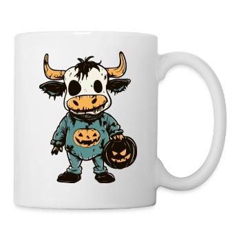 Kuh Halloween Lustig Zombie - Tasse - Weiß - Rechts