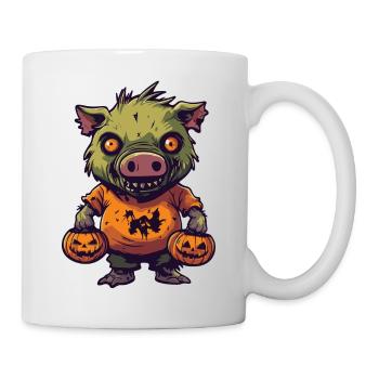 Schwein Halloween Zombie Wildschwein - Tasse - Weiß - Rechts
