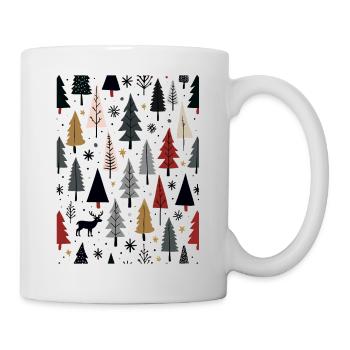 Skandinavische Weihnachtselemente und Winterbäume - Tasse - Weiß - Rechts