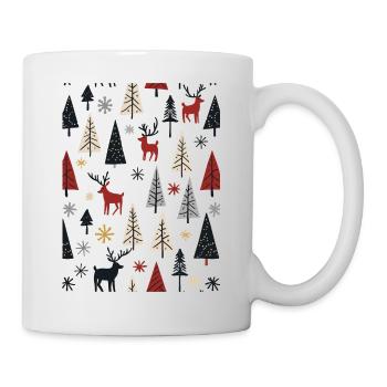 Skandinavische Weihnachtselemente und Winterbäume - Tasse - Weiß - Rechts