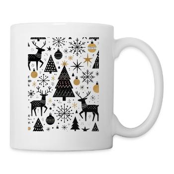 Skandinavische Weihnachtselemente und Winterbäume - Tasse - Weiß - Rechts