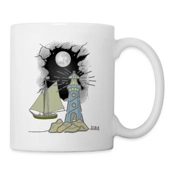 Sailing Ship Ship Ships Lighthouse Sailing Moon - Mug - white - Right
