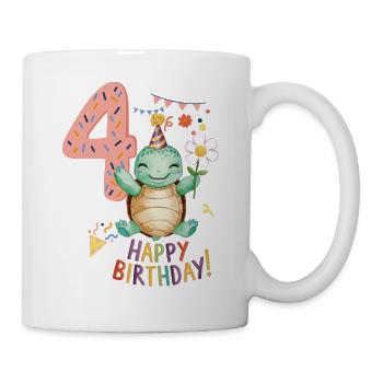 Child turtle 4 years 4th birthday - Mug - white - Right