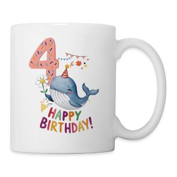 Enfant baleine 4 ans 4ème anniversaire - Mug blanc - blanc - Droite