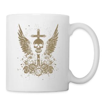 Crâne gothique Grunge Croix - Mug blanc - blanc - Droite