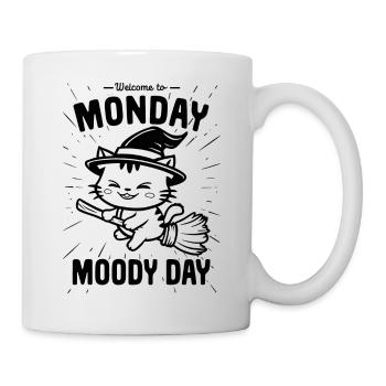 Welcome To Monday Moody Day Funny Cat Witch - Mug - white - Right