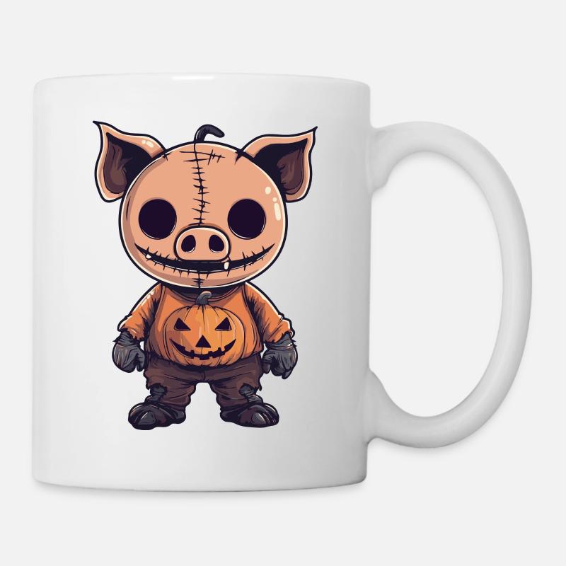 Schwein Halloween Comic Lustig - Tasse - Weiß