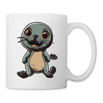 Robbe Tier Halloween Comic Lustig - Tasse - Weiß - Rechts