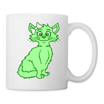 Süße Mädchen Katze Hübsche Schleife Frau Weiblich - Tasse - Weiß - Rechts