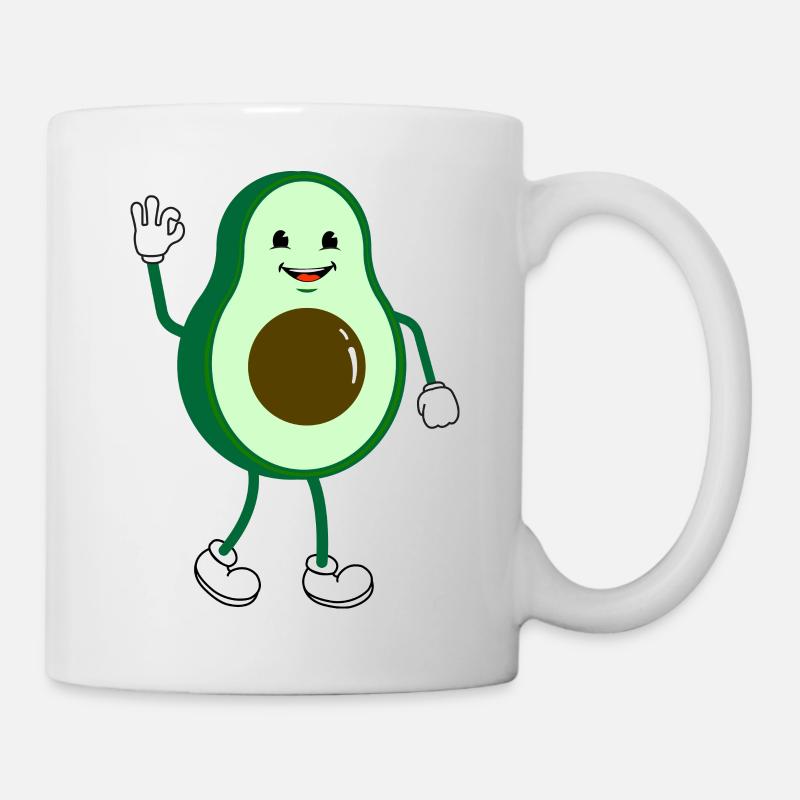 Retro Comic Cartoon Avocado - Mug blanc - blanc