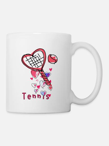 Tennis, Herzen, illustration - Tasse - Weiß