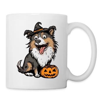 Border Collie Hund Halloween Comic Lustig - Tasse - Weiß - Rechts