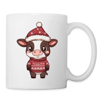 Kuh Weihnachten Comic - Tasse - Weiß - Rechts