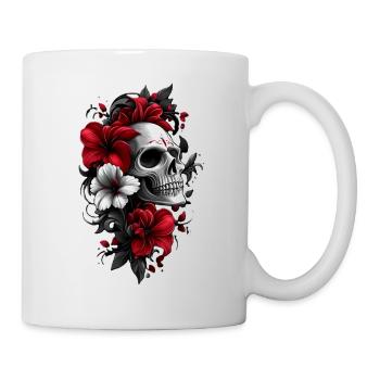 Crâne avec des fleurs - Mug blanc - blanc - Droite