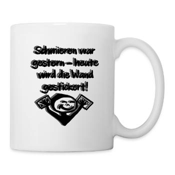 Heute wird gestickert - Tasse - Weiß - Rechts
