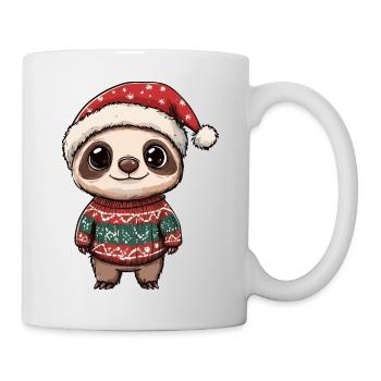 Faultier Weihnachten Comic - Tasse - Weiß - Rechts