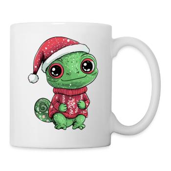 Bande dessinée de Noël caméléon - Mug blanc - blanc - Droite