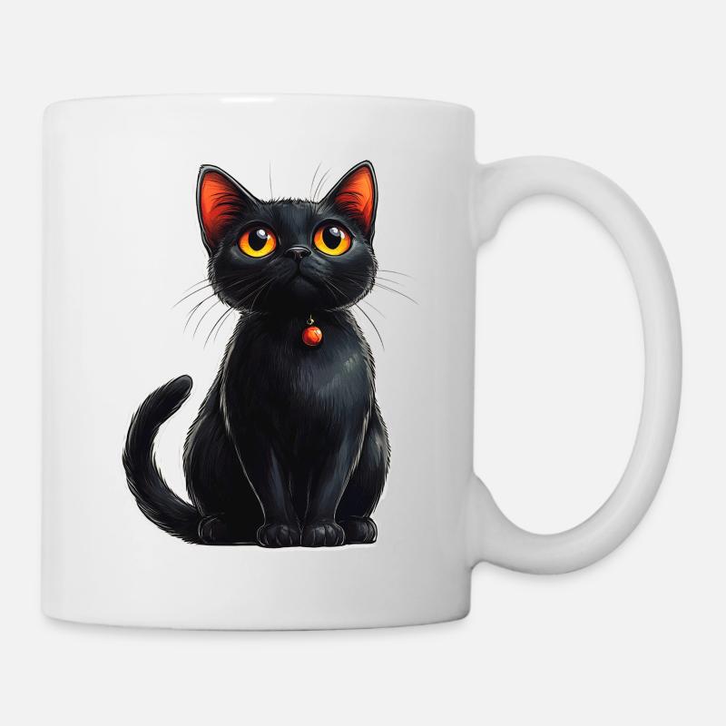 Schwarze Katze - Tasse - Weiß