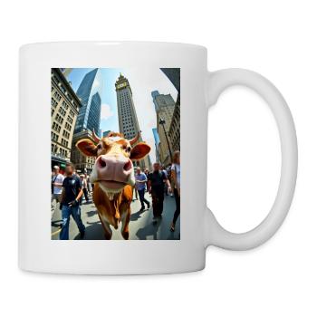 Lustige Kuh Selfie in einer belebten Stadt - Tasse - Weiß - Rechts