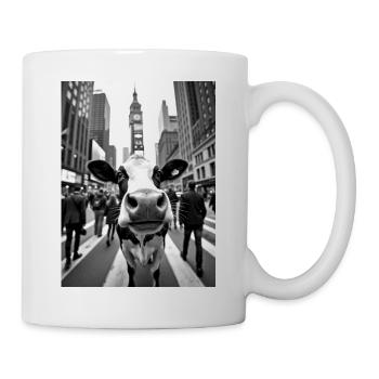 Lustige Kuh Selfie in einer belebten Stadt - Tasse - Weiß - Rechts