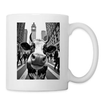 Lustige Kuh Selfie in einer belebten Stadt - Tasse - Weiß - Rechts