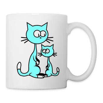 2 Curious Cats Looking Funny Mom Dad Child - Mug - white - Right