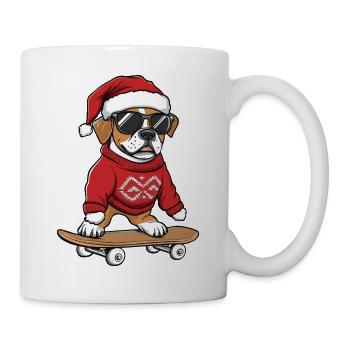 Boxer Chien Noël Skateboard - Mug blanc - blanc - Droite