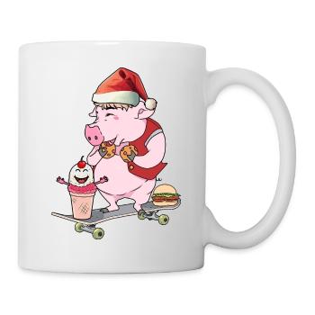 Père Noël patineur Patinage Cochon - Mug blanc - blanc - Droite