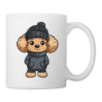 Pudel Hund Winter - Tasse - Weiß - Rechts