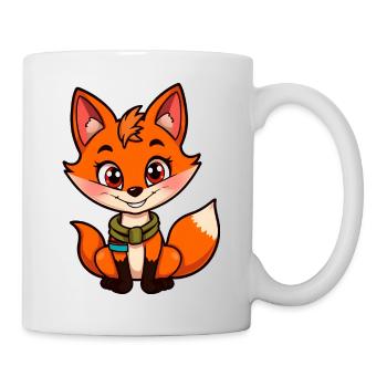 Cheerful Orange Fox with Green Scarf - Mug - white - Right