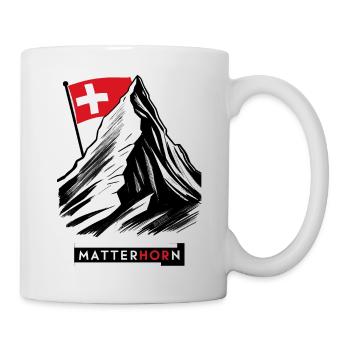 Matterhorn and Swiss flag – Alpen-Design - Mug - white - Right