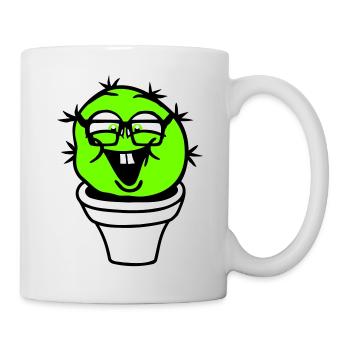 Cactus Nerd Face Prickly Horn-rimmed Glasses Cool Geek - Mug - white - Right