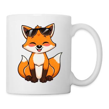 Lunettes de soleil renard de dessin animé ludique Carré souriant - Mug blanc - blanc - Droite